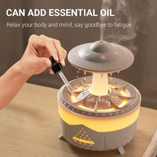 Experience Tranquility with the Rain Cloud Humidifier - Remote-Controlled Raindrop Diffuser and Mushroom Lamp