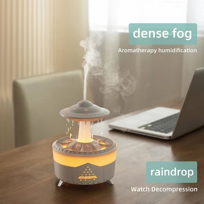 Experience Tranquility with the Rain Cloud Humidifier - Remote-Controlled Raindrop Diffuser and Mushroom Lamp