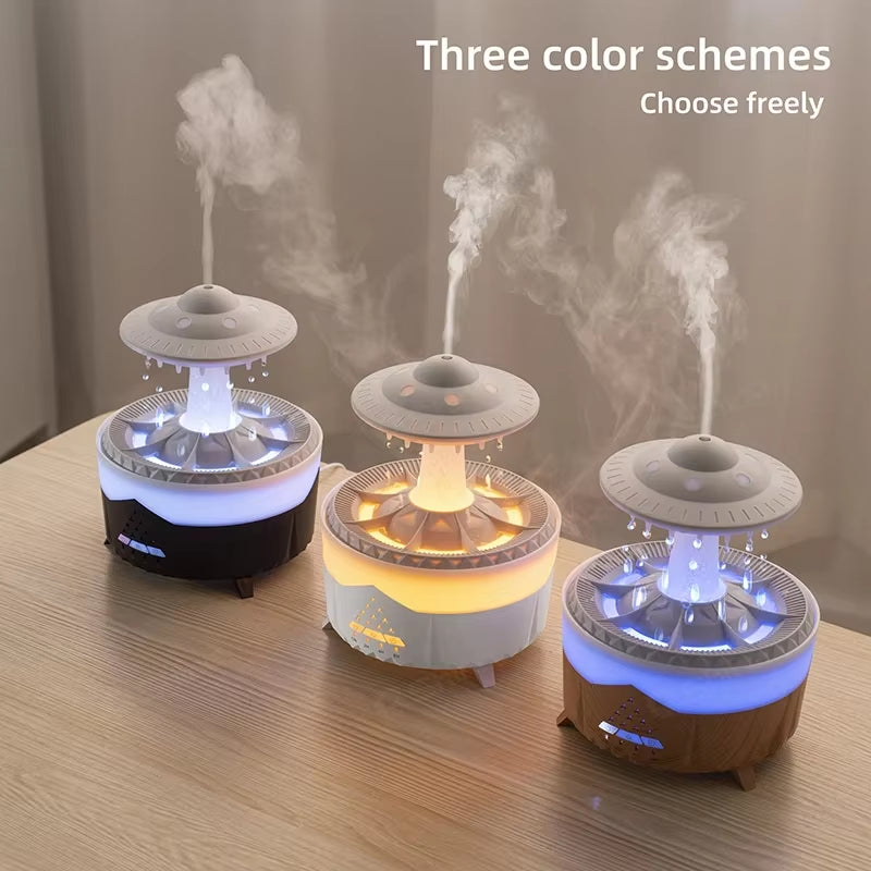 Experience Tranquility with the Rain Cloud Humidifier - Remote-Controlled Raindrop Diffuser and Mushroom Lamp